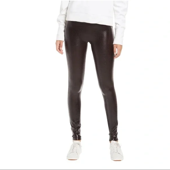 Spanx Faux Leather Croc Leggings in Color Shine - Picture 5 of 8